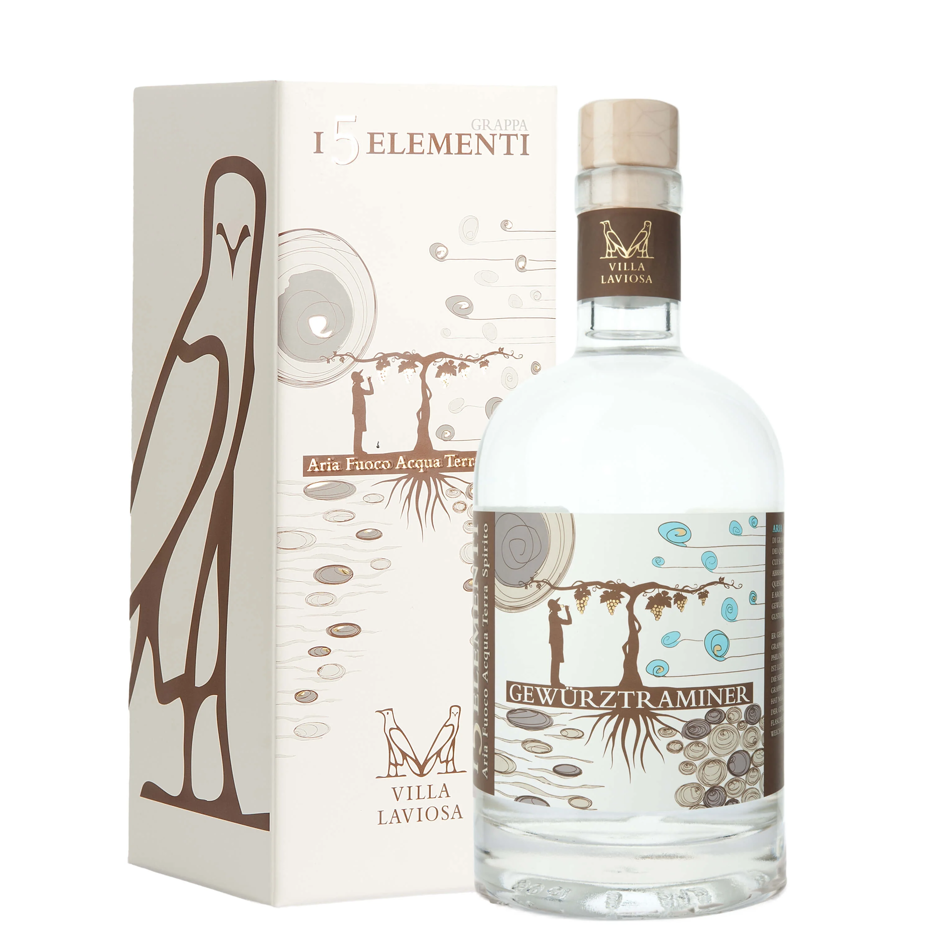 Grappa "I 5 Elementi - Gewürztraminer" - Villa Laviosa (0.5l - astuccio)
